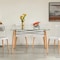 Fabulaxe Rectangle Clear Glass Top Accent Dining Table with 4 Beech Metal Frame Solid Wood Legs QI004455 - alternate 4